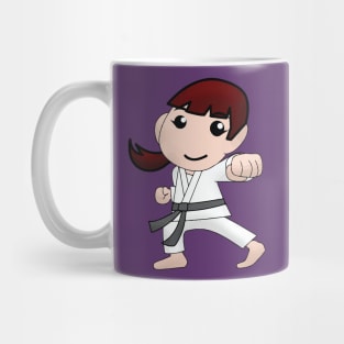 Karate Girl Punch Kawaii Cute Female Cartoon Character Mug